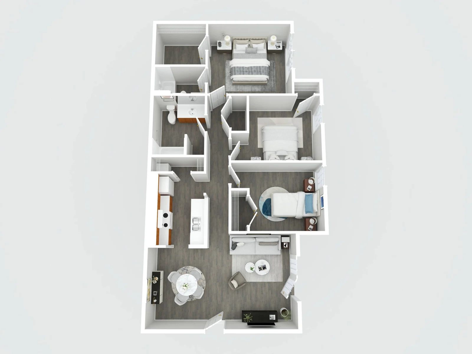 Three-bedroom floor plan